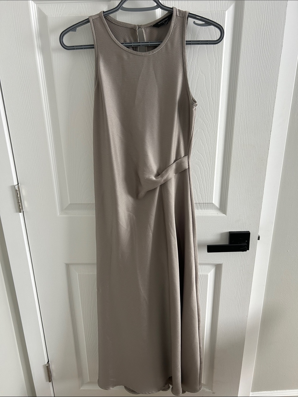 Banana Republic Sleeveless Taupe Maxi Dress with Side Draping